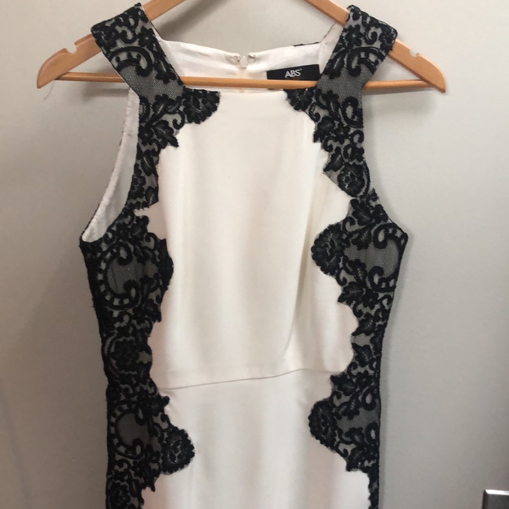 ABS Allen Schwartz dress sexy black lace satin vintage